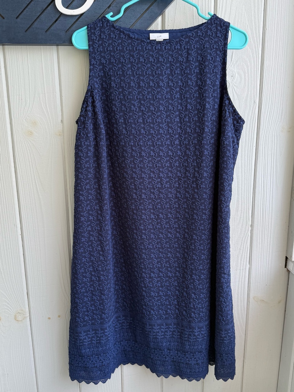 J. Jill Navy Sleeveless Lace Shift Dress